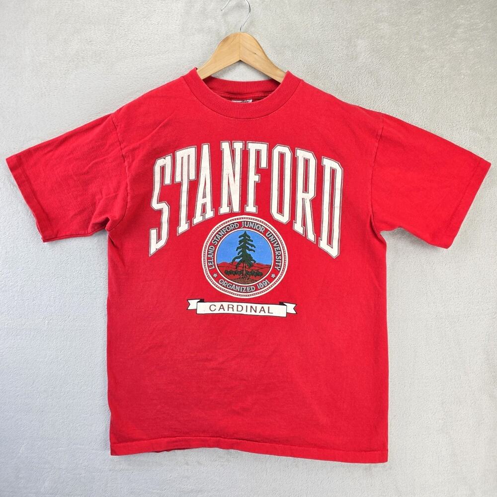 Vintage Stanford University Cardinal Shirt‎ XL (Fit Large) Red 90s Single Stitch